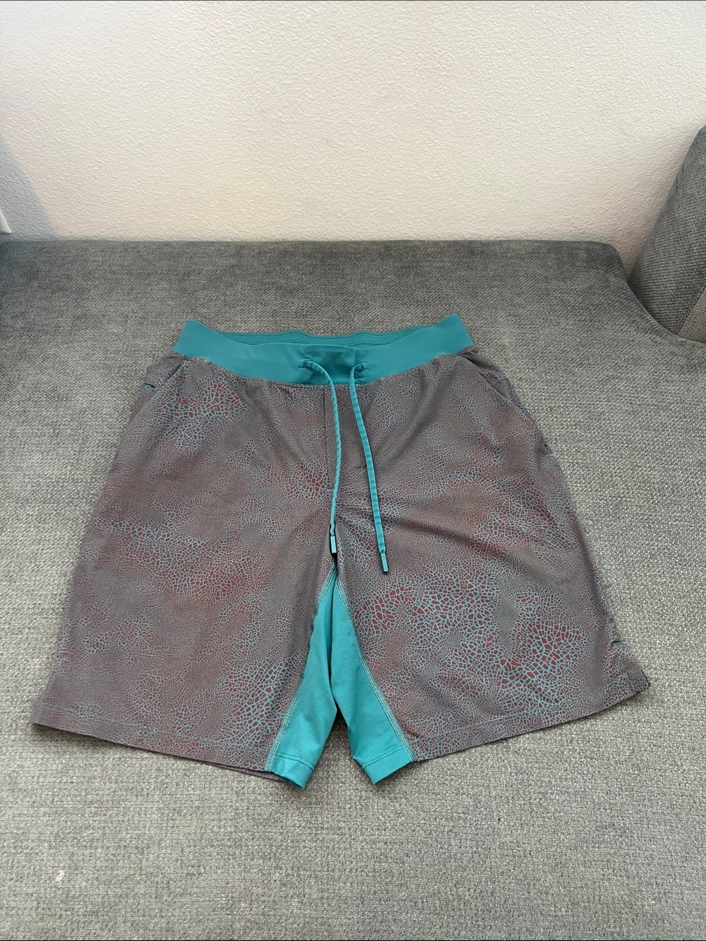 lululemon athletica Gray Shorts with Teal Accents